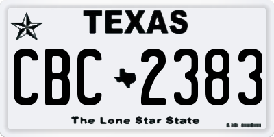 TX license plate CBC2383