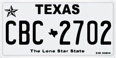 TX license plate CBC2702