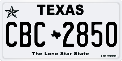 TX license plate CBC2850