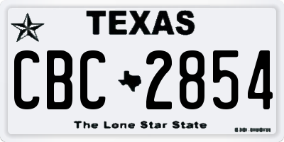 TX license plate CBC2854