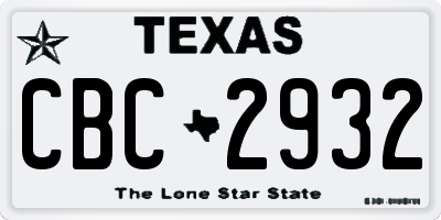 TX license plate CBC2932