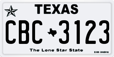 TX license plate CBC3123