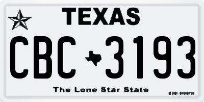 TX license plate CBC3193