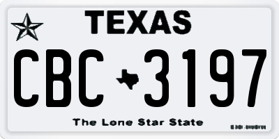TX license plate CBC3197
