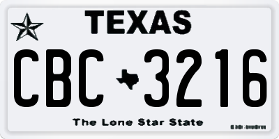 TX license plate CBC3216