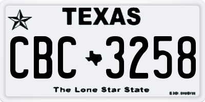 TX license plate CBC3258