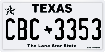 TX license plate CBC3353