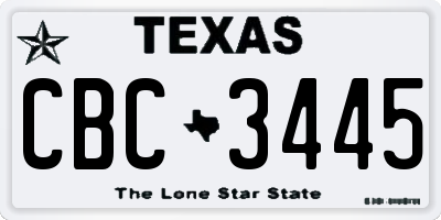 TX license plate CBC3445