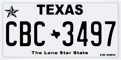 TX license plate CBC3497