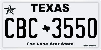 TX license plate CBC3550