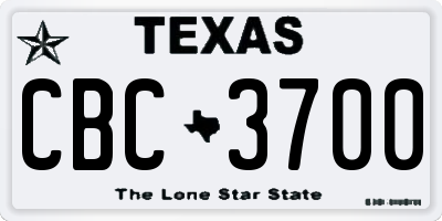 TX license plate CBC3700