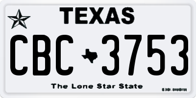 TX license plate CBC3753
