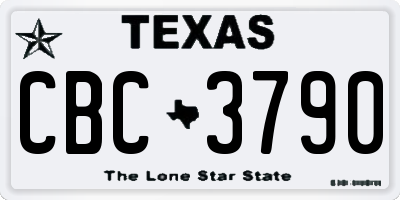 TX license plate CBC3790