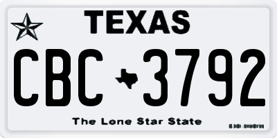 TX license plate CBC3792