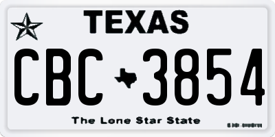TX license plate CBC3854