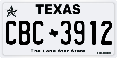 TX license plate CBC3912
