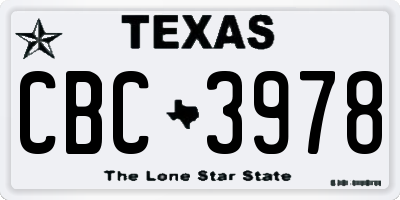 TX license plate CBC3978