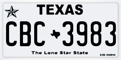 TX license plate CBC3983