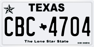 TX license plate CBC4704