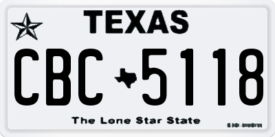 TX license plate CBC5118
