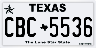 TX license plate CBC5536