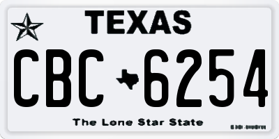 TX license plate CBC6254