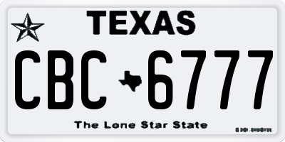 TX license plate CBC6777