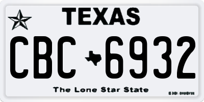 TX license plate CBC6932