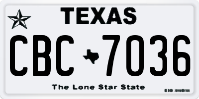 TX license plate CBC7036