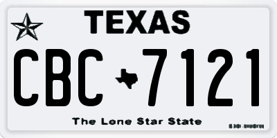 TX license plate CBC7121
