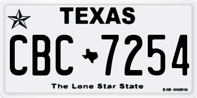 TX license plate CBC7254