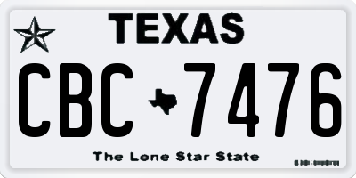 TX license plate CBC7476