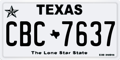 TX license plate CBC7637