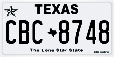 TX license plate CBC8748