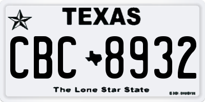 TX license plate CBC8932