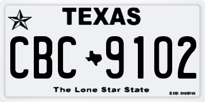 TX license plate CBC9102