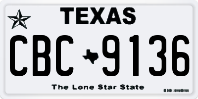 TX license plate CBC9136