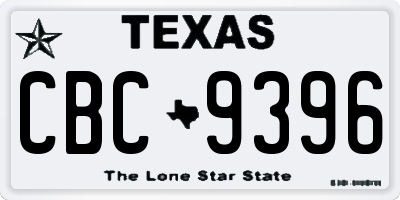 TX license plate CBC9396