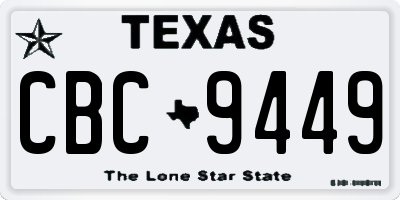 TX license plate CBC9449