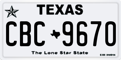 TX license plate CBC9670