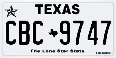 TX license plate CBC9747