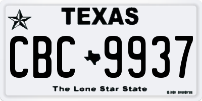 TX license plate CBC9937