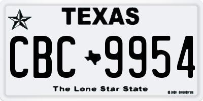 TX license plate CBC9954