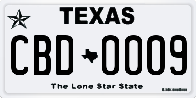 TX license plate CBD0009