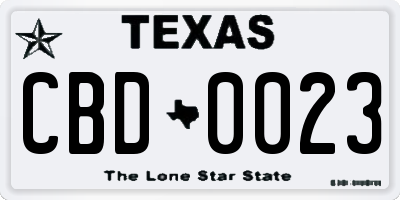 TX license plate CBD0023