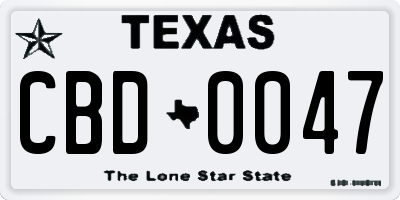 TX license plate CBD0047