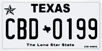 TX license plate CBD0199