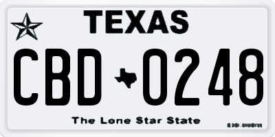 TX license plate CBD0248
