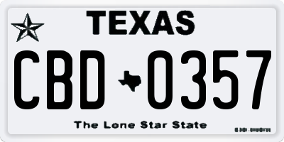 TX license plate CBD0357
