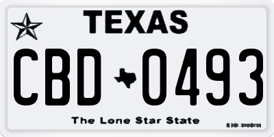 TX license plate CBD0493